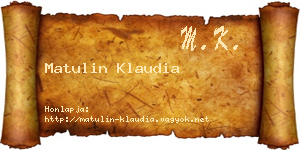 Matulin Klaudia névjegykártya